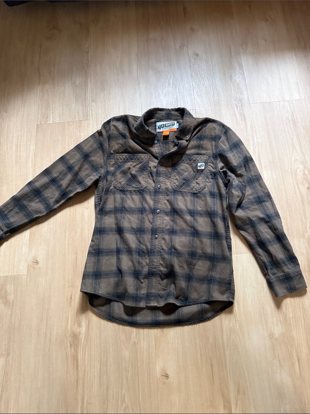 40 Grit Brown & Black Plaid Button-Up Shirt
